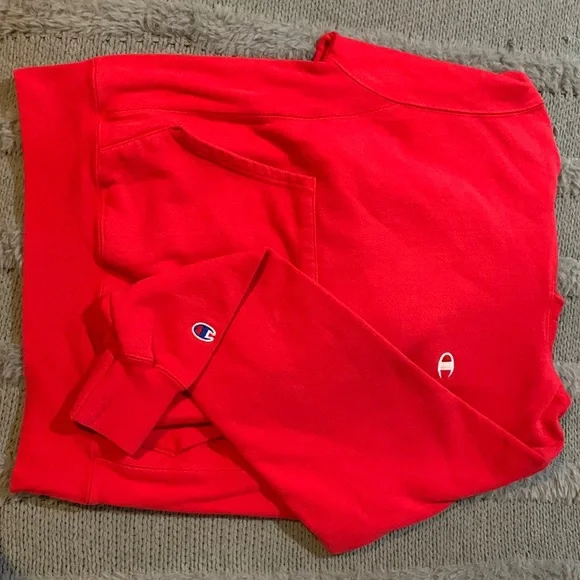 Red Champion Reverse Weave Hoodie, size small. - Picture 3 of 4